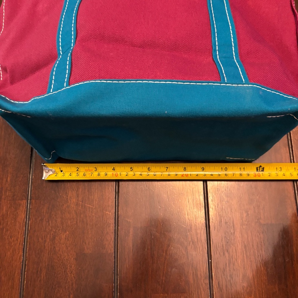 L.L. Bean Vintage 90’s Boat and Tote Canvas Bag No Monogram Magenta & Teal Med - Picture 13 of 14